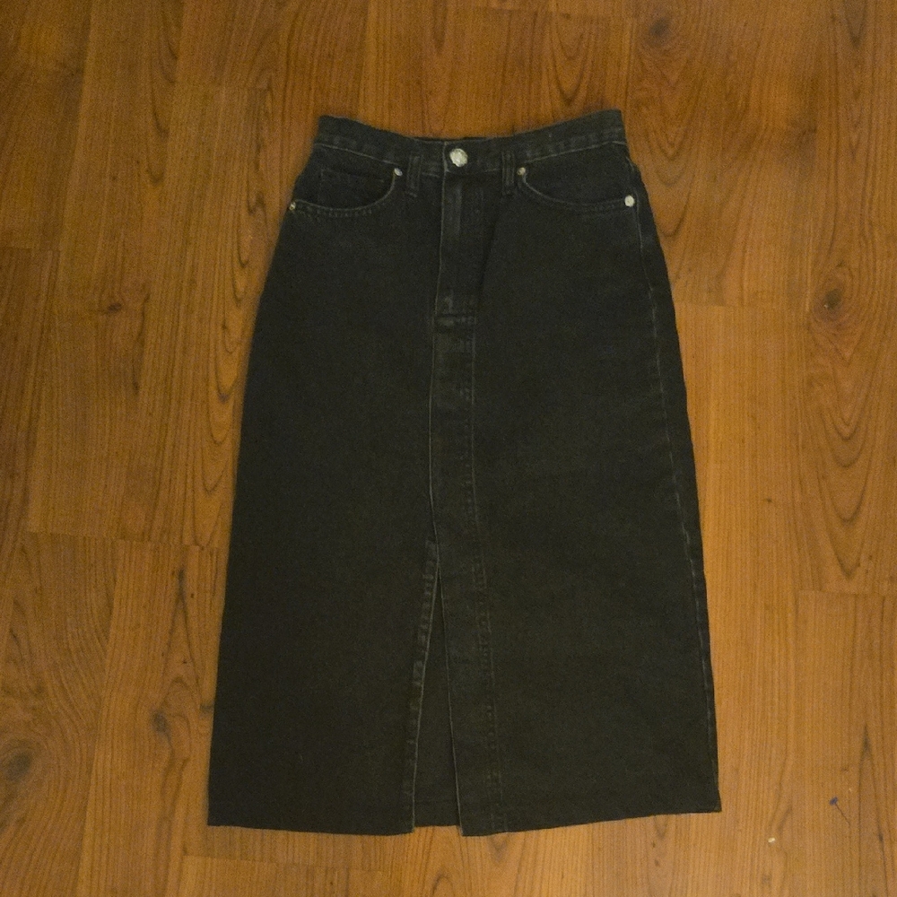Mango Classic Black Denim Maxi Skirt